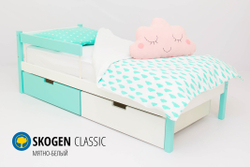 Детская кровать тахта с бортиком и ящиками Бельмарко Svogen мятно белый