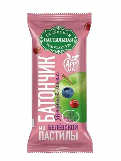 Батончик классический из Белёвской яблочной пастилы без сахара "Ягодное ассорти" (35 гр.)