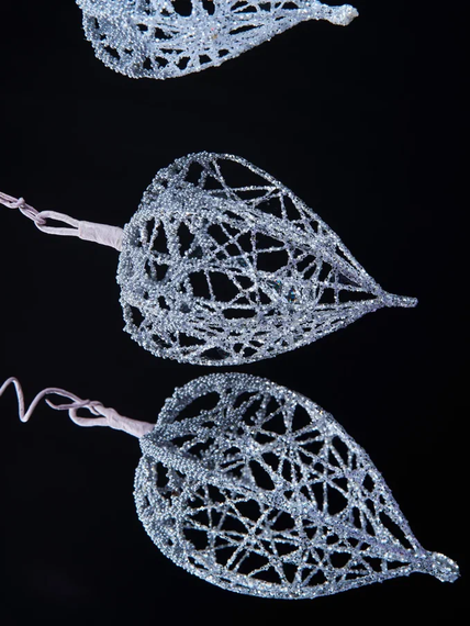 Ветвь Физалис серебро 58 см., Christmas DeLuxe (88868)