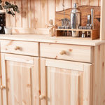 Шкаф витрина Лена четырехдверный 174х39х190 см из массива сосны / буфет для кухни, в натуральной отделке