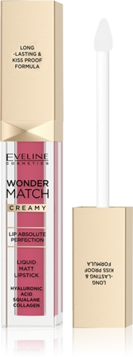 Eveline Cosmetics Wonder Match - Долговременная матовая помадка в жидкой форме с гиалуроновой кислотой оттенок 03 Mauve, 6 ml
