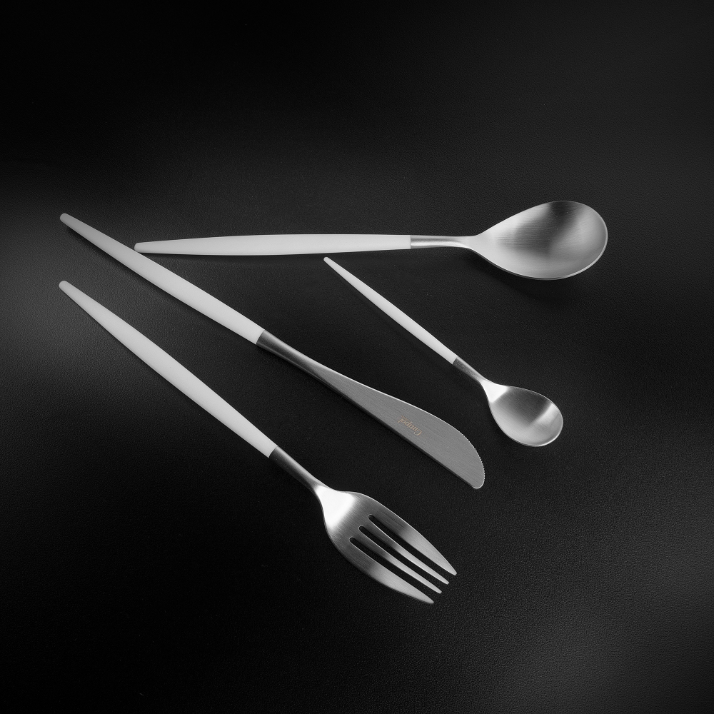 Набор столовых приборов на 6 персон 24 предмета Cutipol Mio matte white в подарочной упаковке