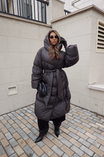 Пуховик А-силуэта в длине макси