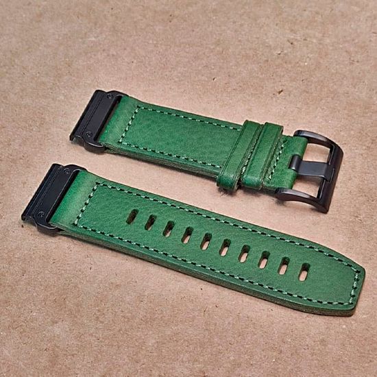 Ремешок 26 мм. Hemsut для Garmin натуральная кожа (Зеленый)