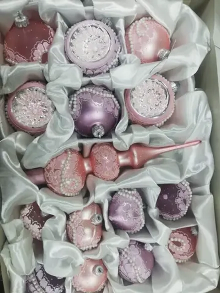 Набор стеклянных шаров Ягодный зефир, 13 предметов, лиловый, Витус (878/6/3)