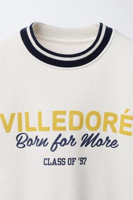 ZARA ТОЛСТОВКА С НАДПИСЬЮ, ЭКРЮ