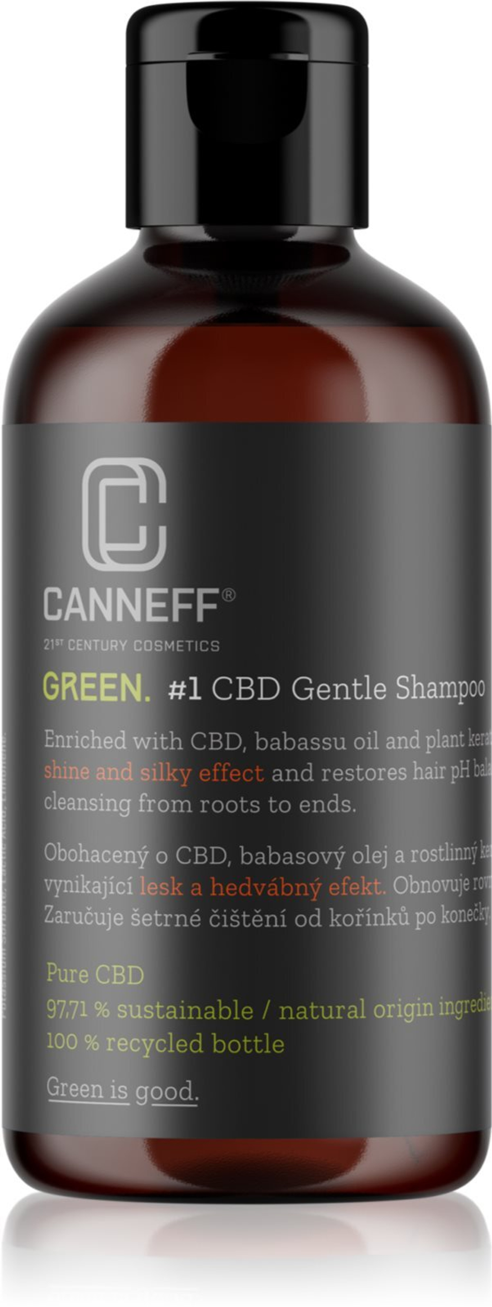 Canneff Green CBD Gentle Shampoo - регенерирующий шампунь для придания блеска и смягчения волос /   200  ml  / GTIN 8594197030107