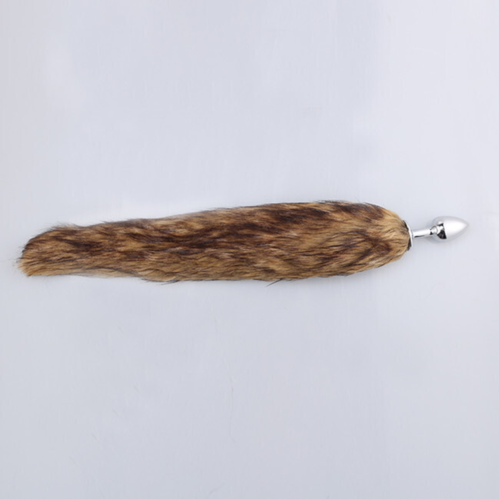 Анальная пробка с хвостом (коричневый с черным) (Цвет: коричневый с черным)