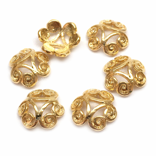 Шапочки для бусин "Треугольник" 8х3 мм, позолота