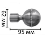 Наконечники "Шар со стразами" кованых карнизов для штор d25 мм, цвет шоколад