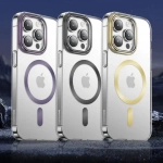 Чехол-накладка Keephone Dazzle Pro Magsafe для Apple iPhone 14 Pro Max пластиковый (фиолетовая рамка)