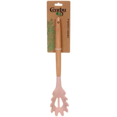 Ложка кухонная для спагетти силиконовая «CooKstyle» розовая 31,7*6см