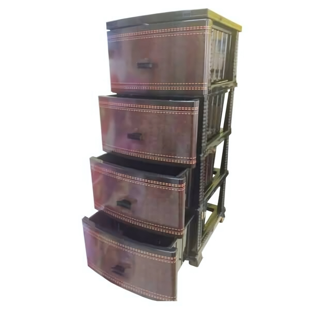 Комод ДЕКОР(моно рис) 4-х КОЖА черный/коричневый РП-451