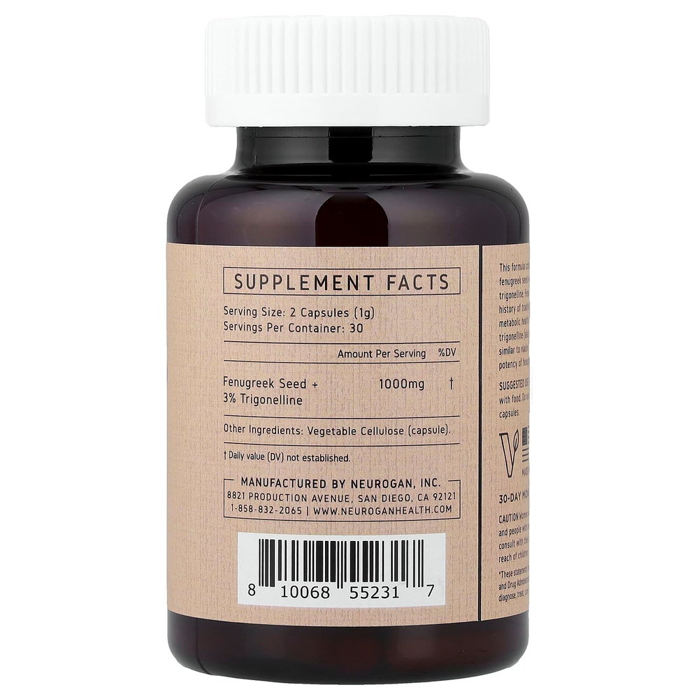 Neurogan Health, семена пажитника и 3% тригонеллина, 60 капсул (500 мг в 1 капсуле)