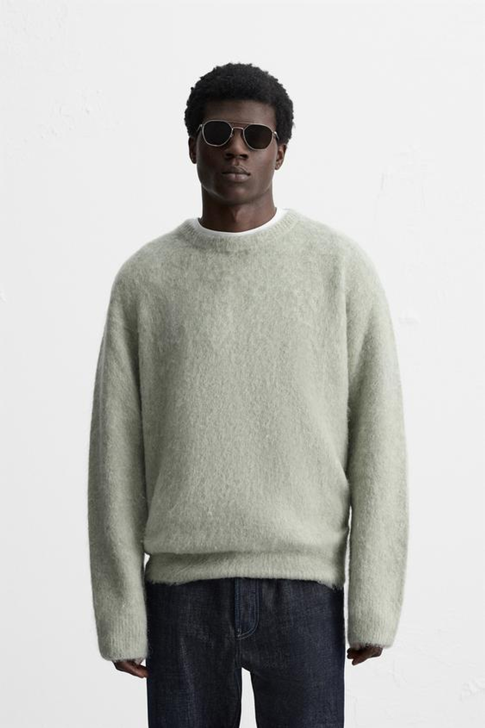 ZARA СВИТЕР ИЗ РЕЛЬЕФНОЙ ТКАНИ, БИРЮЗОВЫЙ