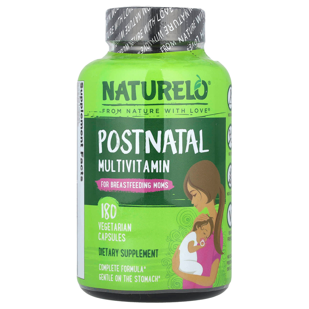 NATURELO, мультивитамины для послеродового периода для кормящих мам, 180 вегетарианских капсул