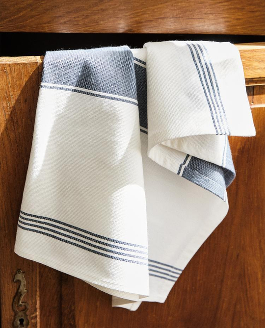 ZARA HOME КУХОННОЕ ПОЛОТЕНЦЕ В ПОЛОСКУ, СИНИЙ
