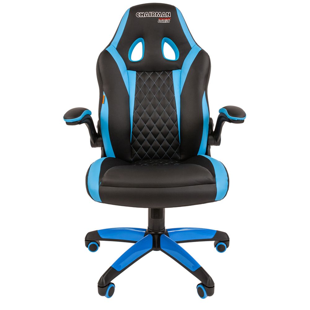 Кресло игровое Chairman "Game 15", экокожа черная/голубая, механизм качания