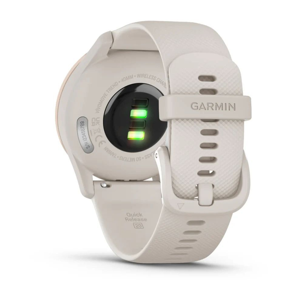 Часы Garmin Vivomove Trend White Cream, Silicone персиковый безель, ремешок слоновая кость, 010-02665-01