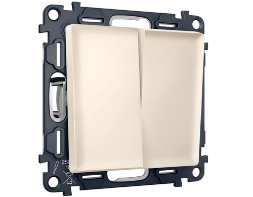 MA323020 Комплект механизма 2-кл проходного выключателя ALFA Бежевый матовый QUANT (AP3230, VM120)