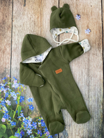 Комплект на выписку 6-ти предметный "Р-Р" (одеяло, комбинез, слип, шапочка, пояс, чепчик)  (Цвет: Хаки)