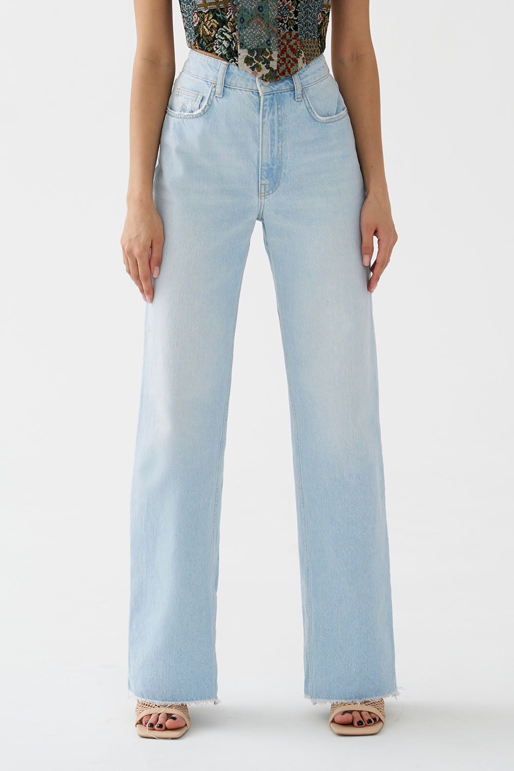 Джинсы Wide Leg голубого цвета