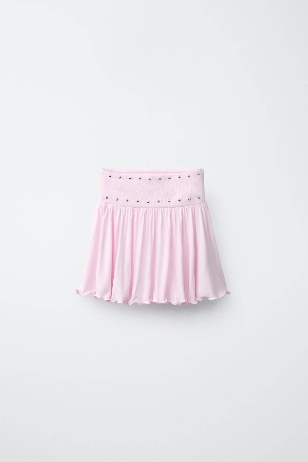 ZARA ЮБКА С ЗАКЛЕПКАМИ И ВОЛАНАМИ, РОЗОВЫЙ