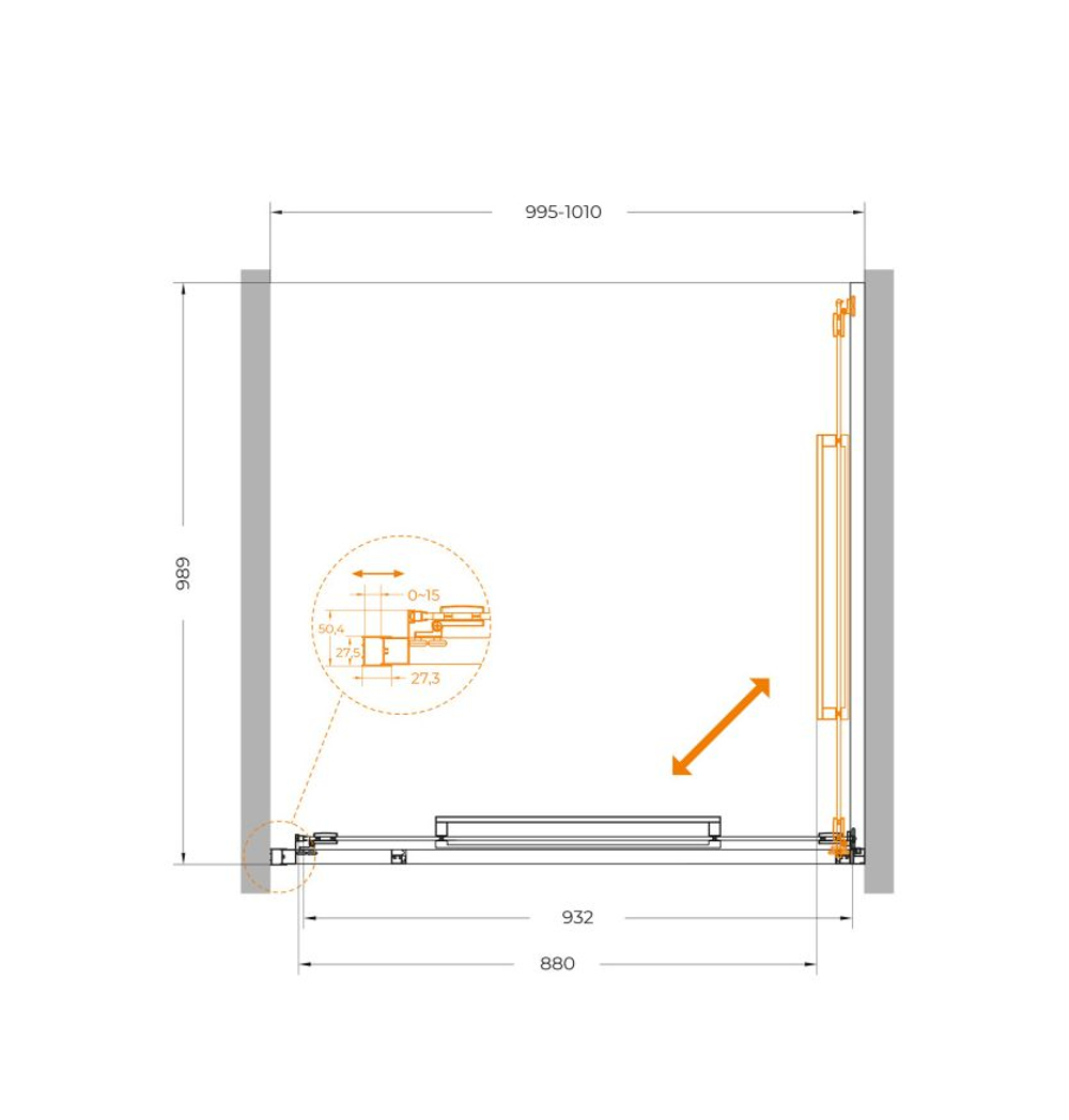 Душевая дверь Cezares LUX-B-FS-1-100-C-CR, 100х195, профиль хром, стекло прозрачное