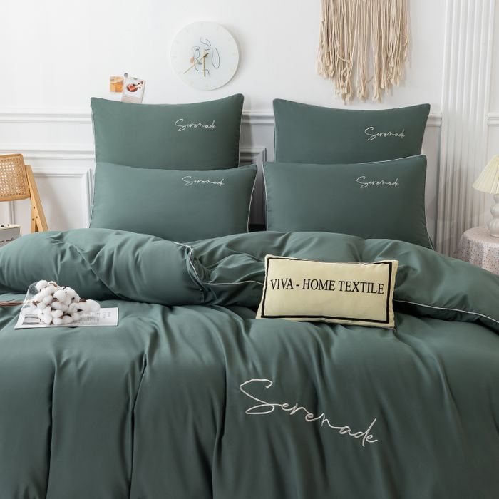 Комплект постельного белья Однотонный Сатин «Оливковая серенада»