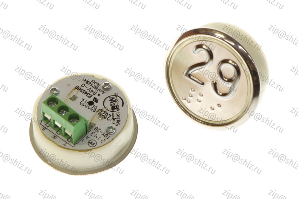 Кнопка (кнопочный модуль) BBP-R331-CMPLT-D-W &quot;29 этаж&quot;, круглая, динамическая белая подсветка, Брайль.