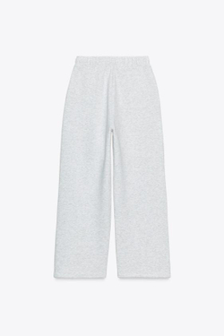 ZARA БАЗОВЫЕ ПРЯМЫЕ БРЮКИ ИЗ МЯГКОЙ ТКАНИ, СЕРЫЙ МЕЛАНЖ