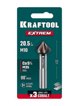 KRAFTOOL EXTREME Со5-А, d 20.5 х 63 мм, сталь M35, U-образная спираль, для раззенковки М10, Конусный зенкер (29734-10)