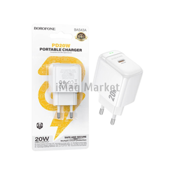 Сетевое зарядное устройство Borofone BAS43A, 1 USB-C, 20W, 3A, белый