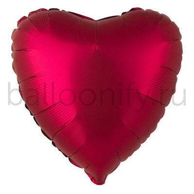 Фольгированная фигура, сердце, 18"/46СМ Сатин Cherry