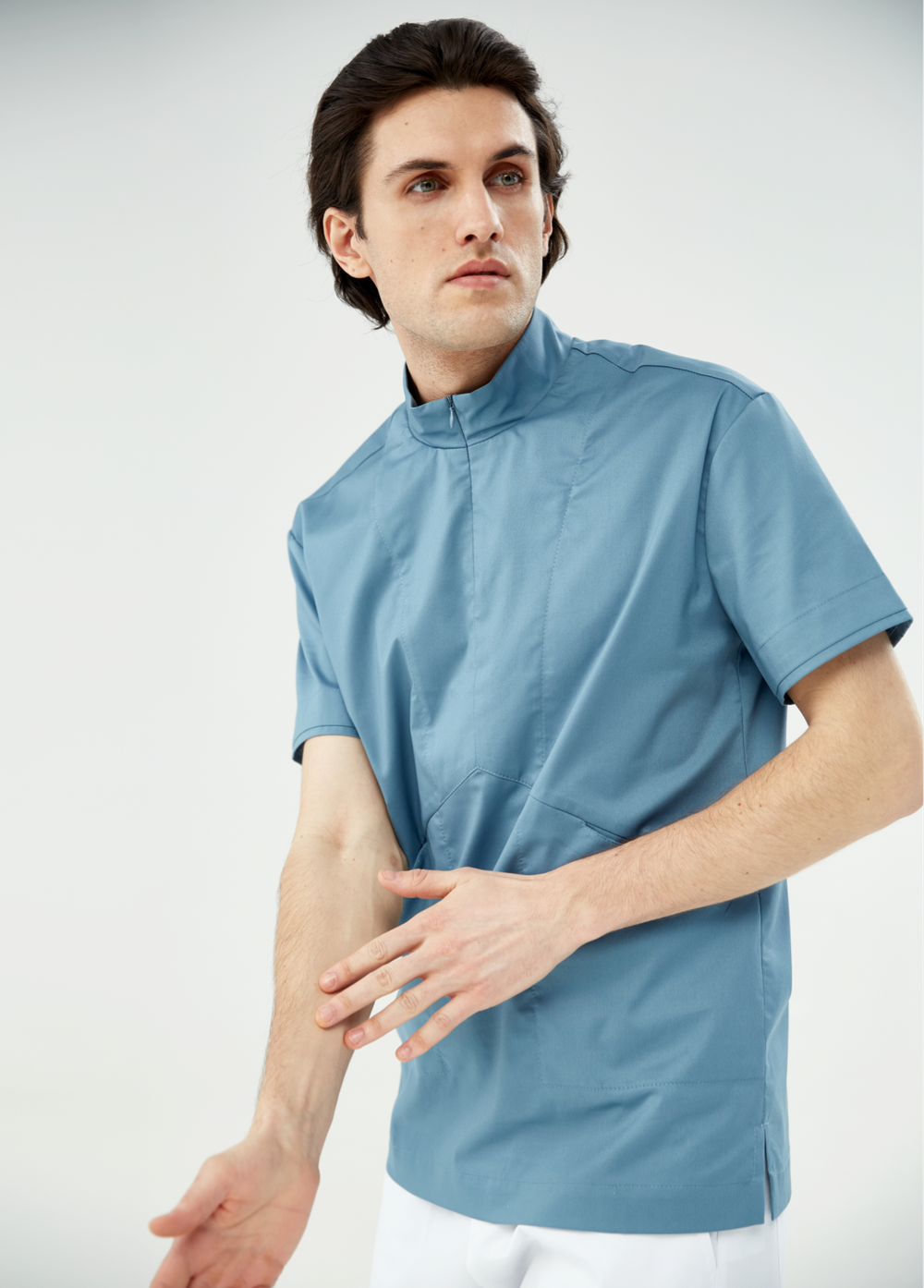 Медицинская туника с воротником-стойкой