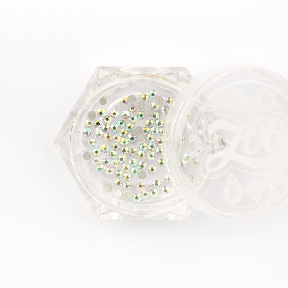 Zoo nail Стразы стеклянные прозрачные ABC голография SS4 (1,5мм), 100шт