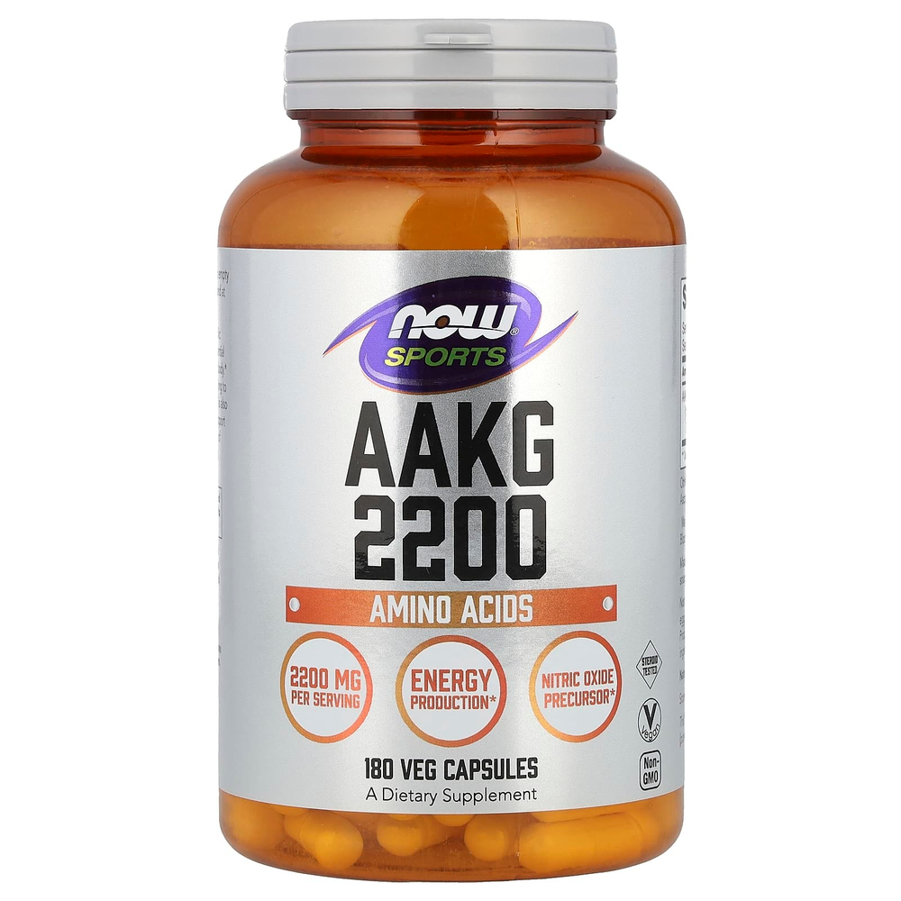 NOW Foods, AAKG 2200, 180 растительных капсул (550 мг на капсулу)