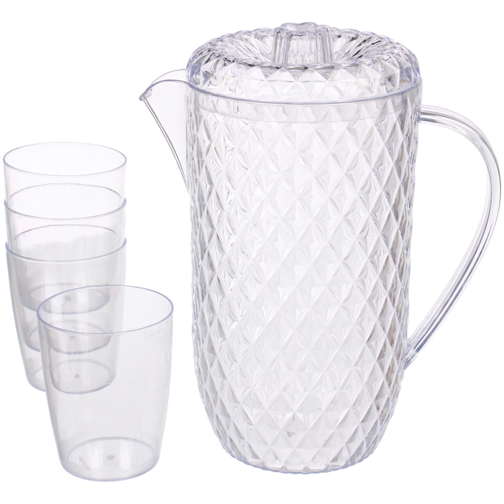 Кувшин пластиковый 1.7л «Ледяная свежесть» в наборе с 4-мя стаканами 250мл