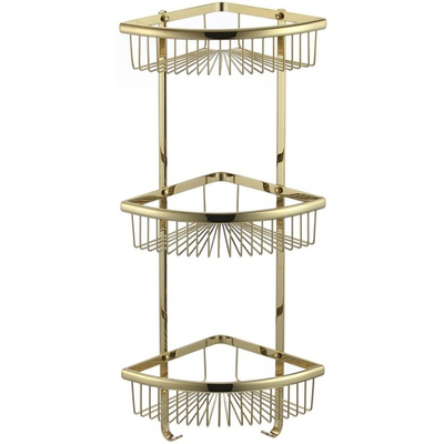 30063-E Угловая сетчатая 3-я полка (ЗОЛОТО) GANZER (5/1шт)