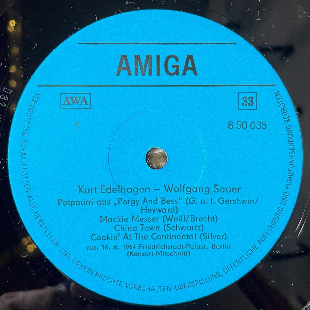 Винтажная виниловая пластинка LP Kurt Edelhagen Wolfgang Sauer (ГДР 1982)