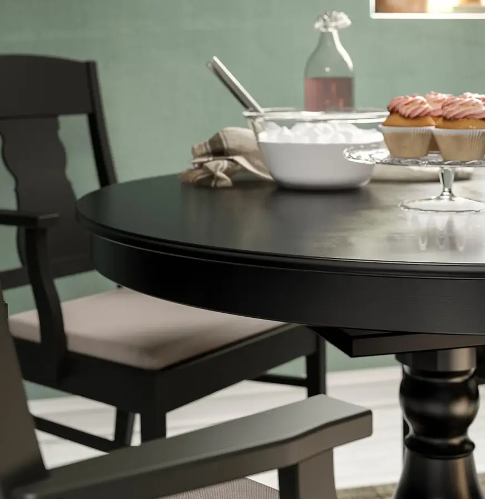 Стол круглый раздвижной - IKEA INGATORP, 110/155х74 см, ИНГАТОРП ИКЕА, черный