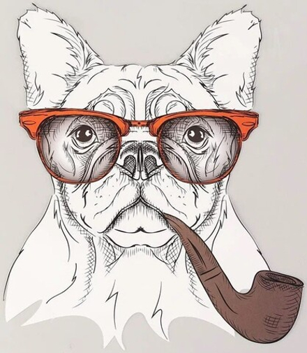 5220985 Термотрансфер собака с трубкой 18,3*22см