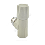 Клапан (вентиль) PP-R запорный серый Дн 20х1/2" Ру25 НР угловой для радиатора VALFEX 1014720012Г