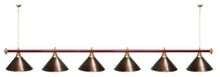 Лампа STARTBILLIARDS 6 пл. (плафоны зеленые матовые,штанга медь,фурнитура золото)