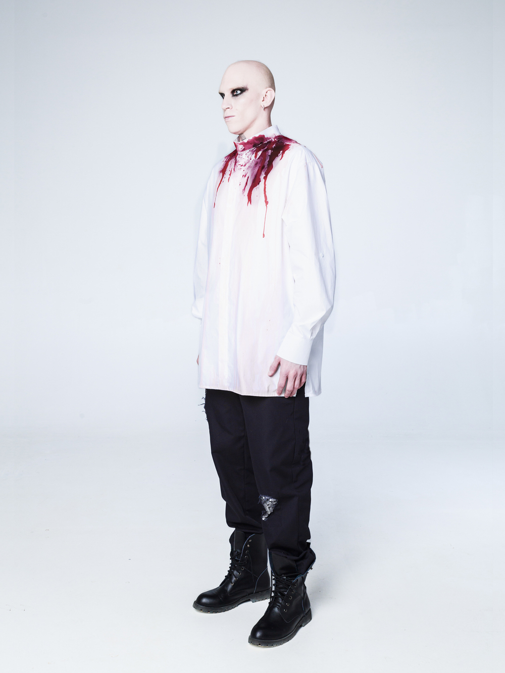 Рубашка "Калина" с окрашиванием. Бело-красная