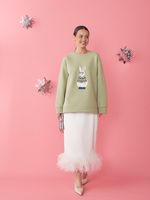 ЮБКА САТИНОВАЯ С ПЕРЬЯМИ WHITE