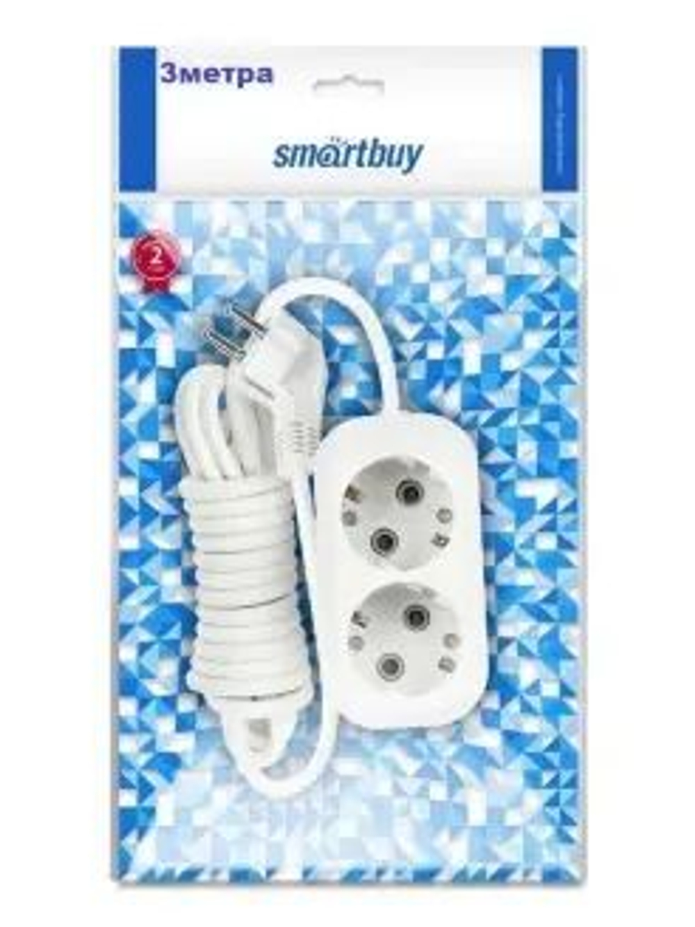 Удлинитель 3 гнезда 2 метра 16А/3,5кВт с заземлением ПВС 3x1,0 SBE-16-3-02-Z