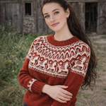 Описание по вязанию пуловера спицами "Horses"