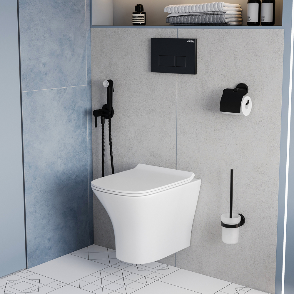 Кнопка смыва для унитаза EWRIKA 0044 пластик, цвет матовый черный