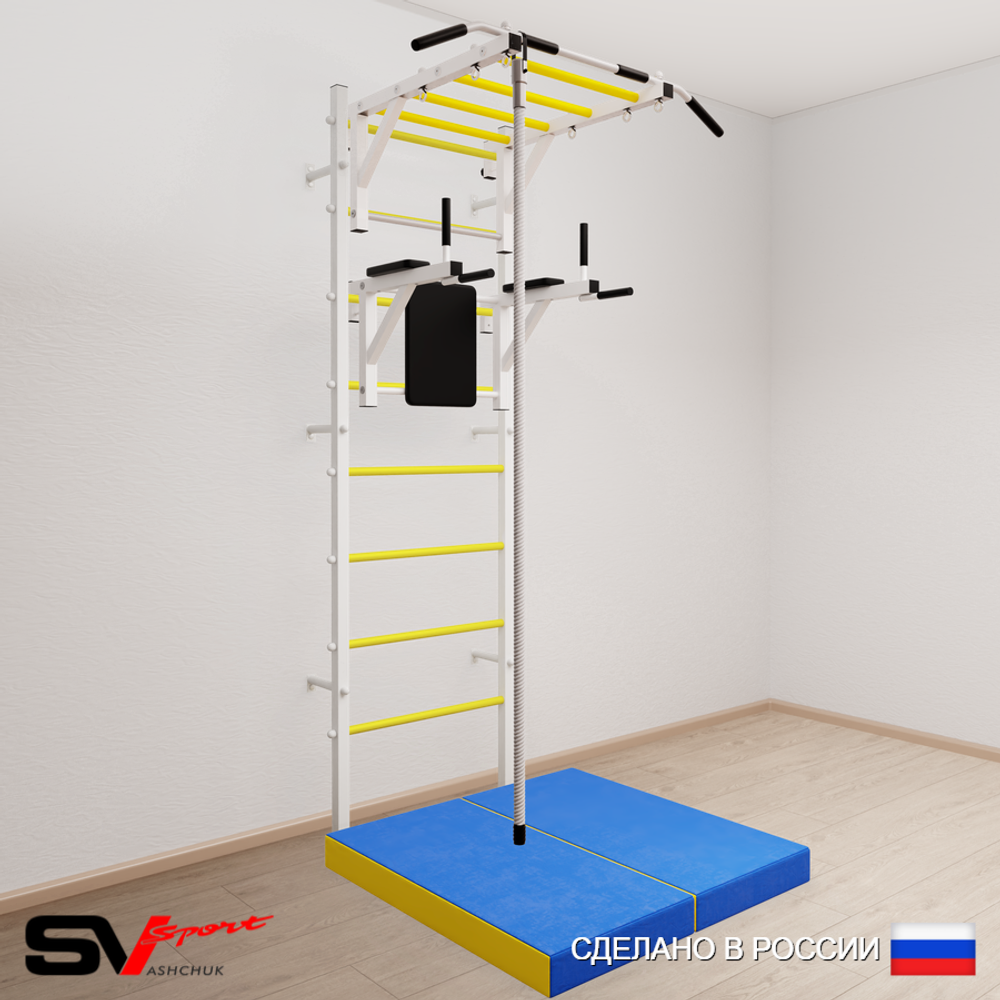 Шведская стенка Sv Sport усиленная 6404 (Турник рукоход/Брусья/Канат/Мат 1м)